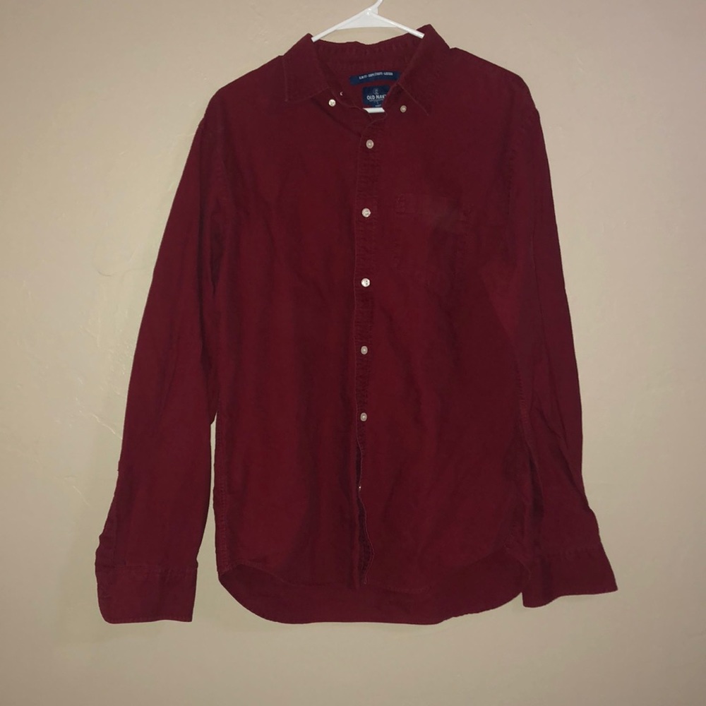Maroon button up shirt